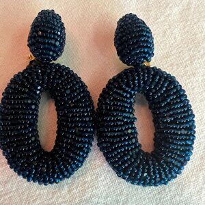 Oscar de la Renta Beaded "O" Drop Earrings
